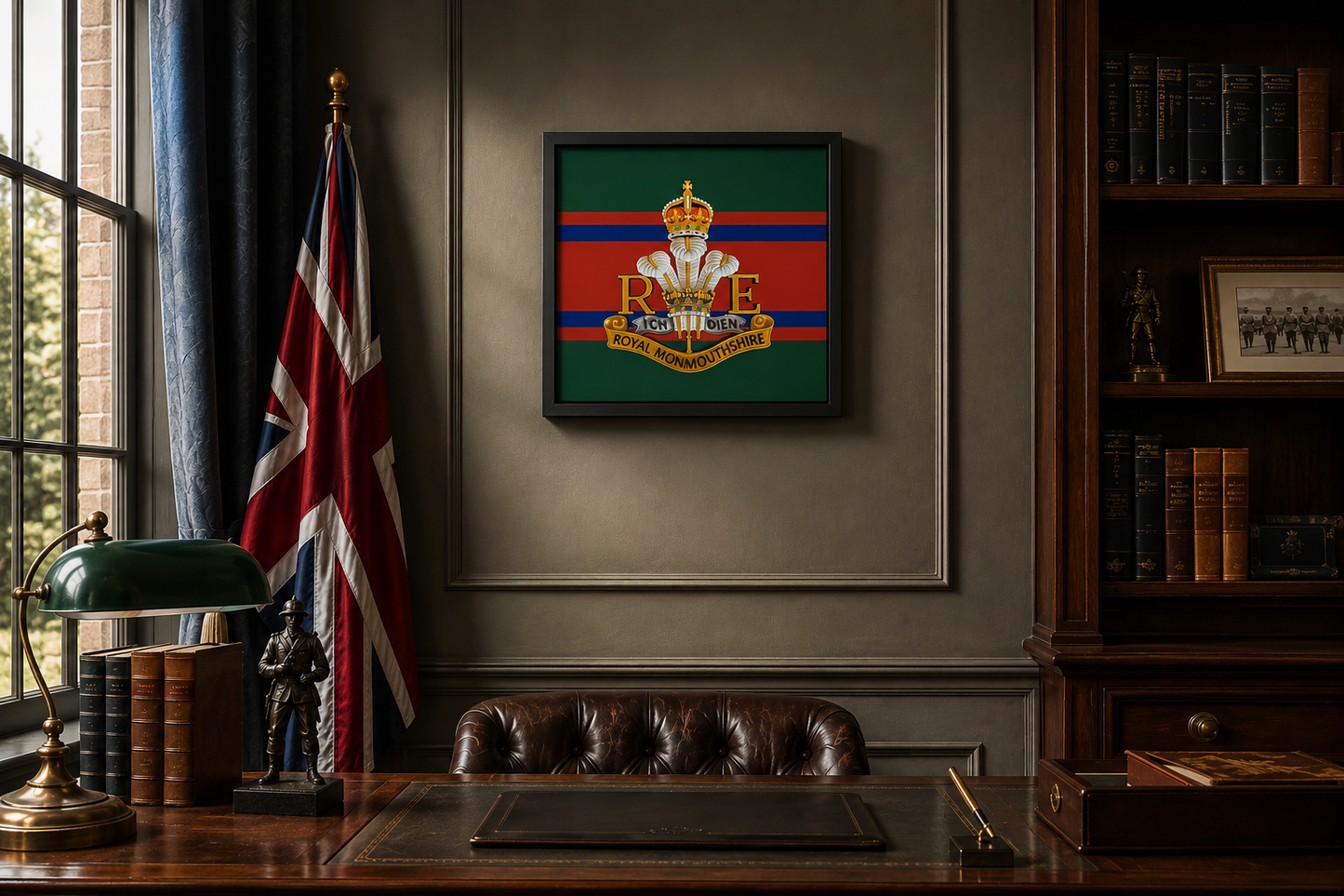 Royal Monmouthshire Royal Engineers Cap Badge Display Frame – King's Crown - Precision Military Emblems 
