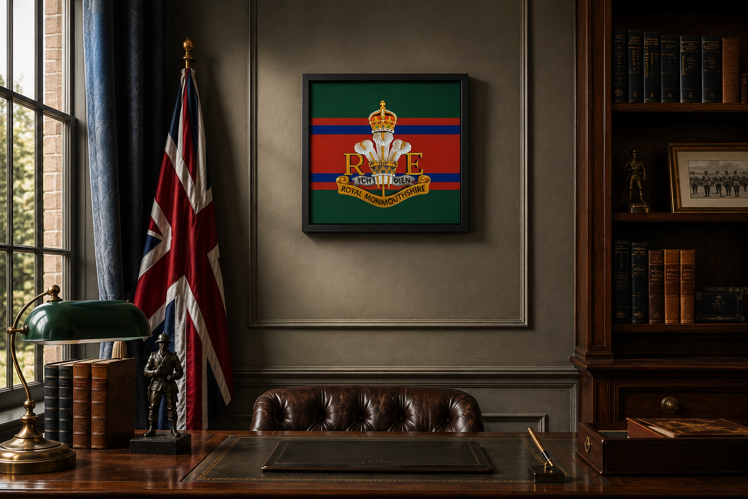 Royal Monmouthshire Royal Engineers Cap Badge Display Frame – King's Crown - Precision Military Emblems 