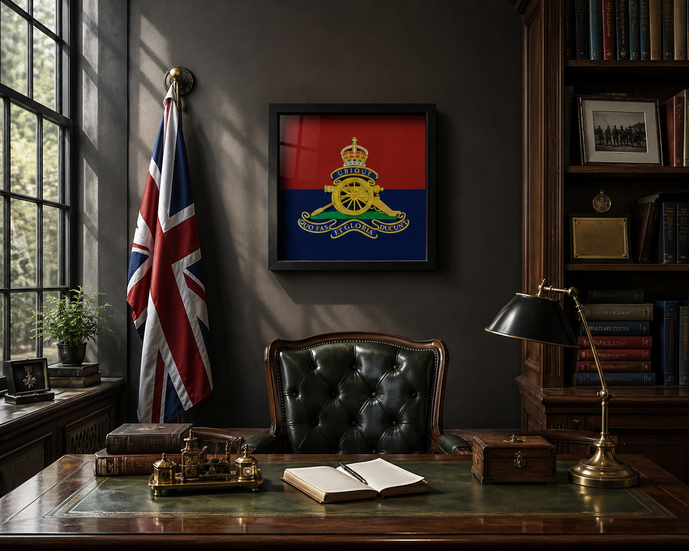 Royal Regiment of Artillery Cap Badge Display Frame – King's Crown -Precision Military Emblems 