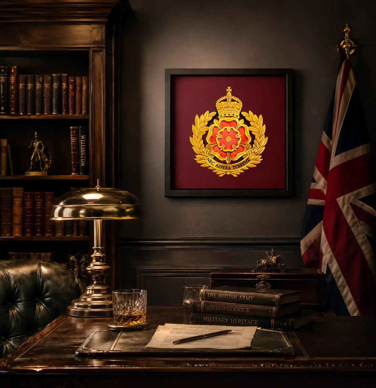 3D Printed Duke of Lancaster's Regiment King's Crown Cap Badge Display Frame - Precision Military Emblems