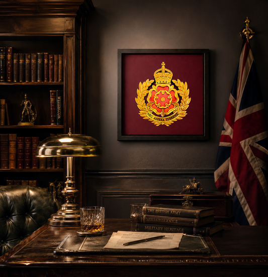 3D Printed  Duke of Lancaster's Regiment King's Crown Cap Badge Display Frame - Precision Military Emblems
