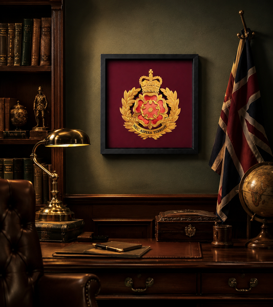 3D Printed Duke of Lancaster's Regiment Queen's Crown Cap Badge Display Frame - Precision Military Emblems