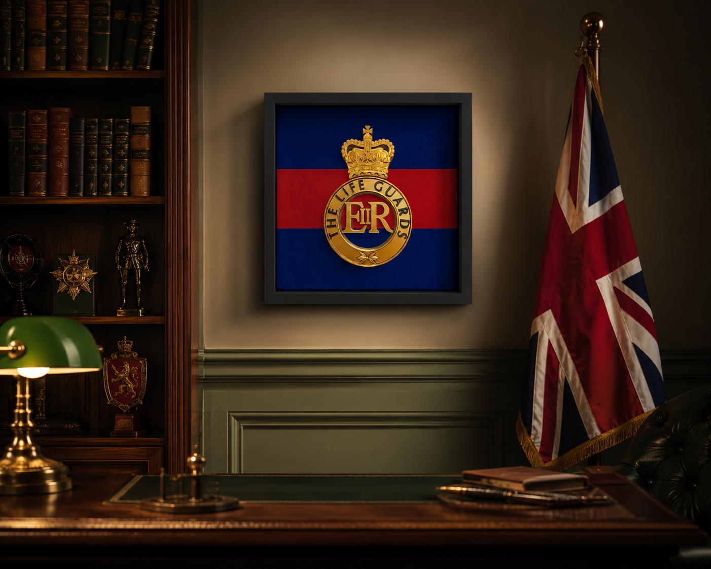 3D Printed Life Guards Queen's Crown Cap Badge Display Frame - Precision Military Emblems