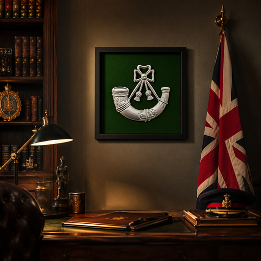 3D Printed Light Infantry Cap Badge Display Frame - Precision Military Emblems