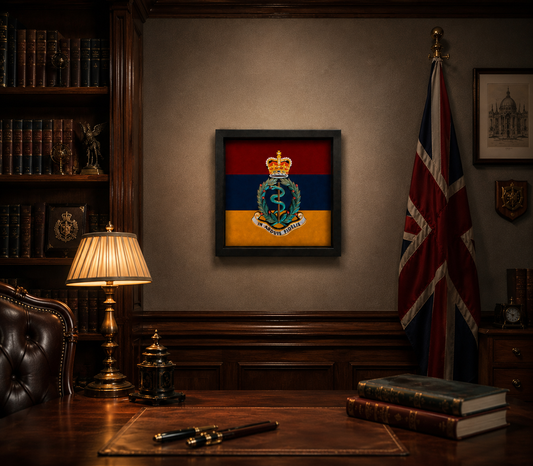 3D Printed Royal Army Medical Corps Cap Badge Display Frame – Queen's Crown - Precision Military Emblems