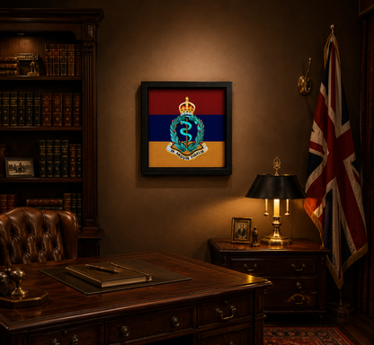 3D Printed Royal Army Medical Corps Cap Badge Display Frame – King's Crown - Precision Military Emblems