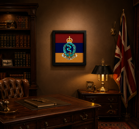 3D Printed Royal Army Medical Corps Cap Badge Display Frame – King's Crown - Precision Military Emblems
