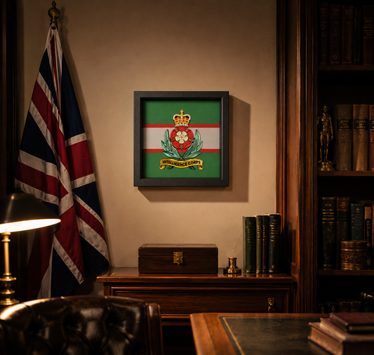 3D Printed Intelligence Corps Cap Badge Display Frame – Queen's Crown - Precision Militar Emblems 