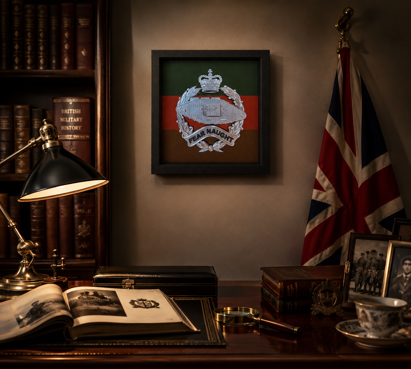 3D Printed Royal Tank Regiment Display Frame – Queen's Crown Silver - Precision Military Emblems