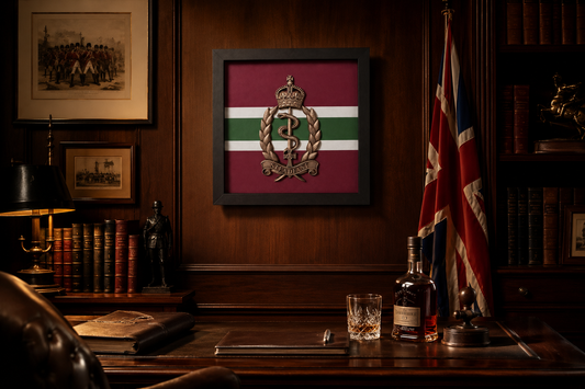 3D Printed RAMS Brass Cap Badge Display Frame – King's Crown - Precision Military Emblems 