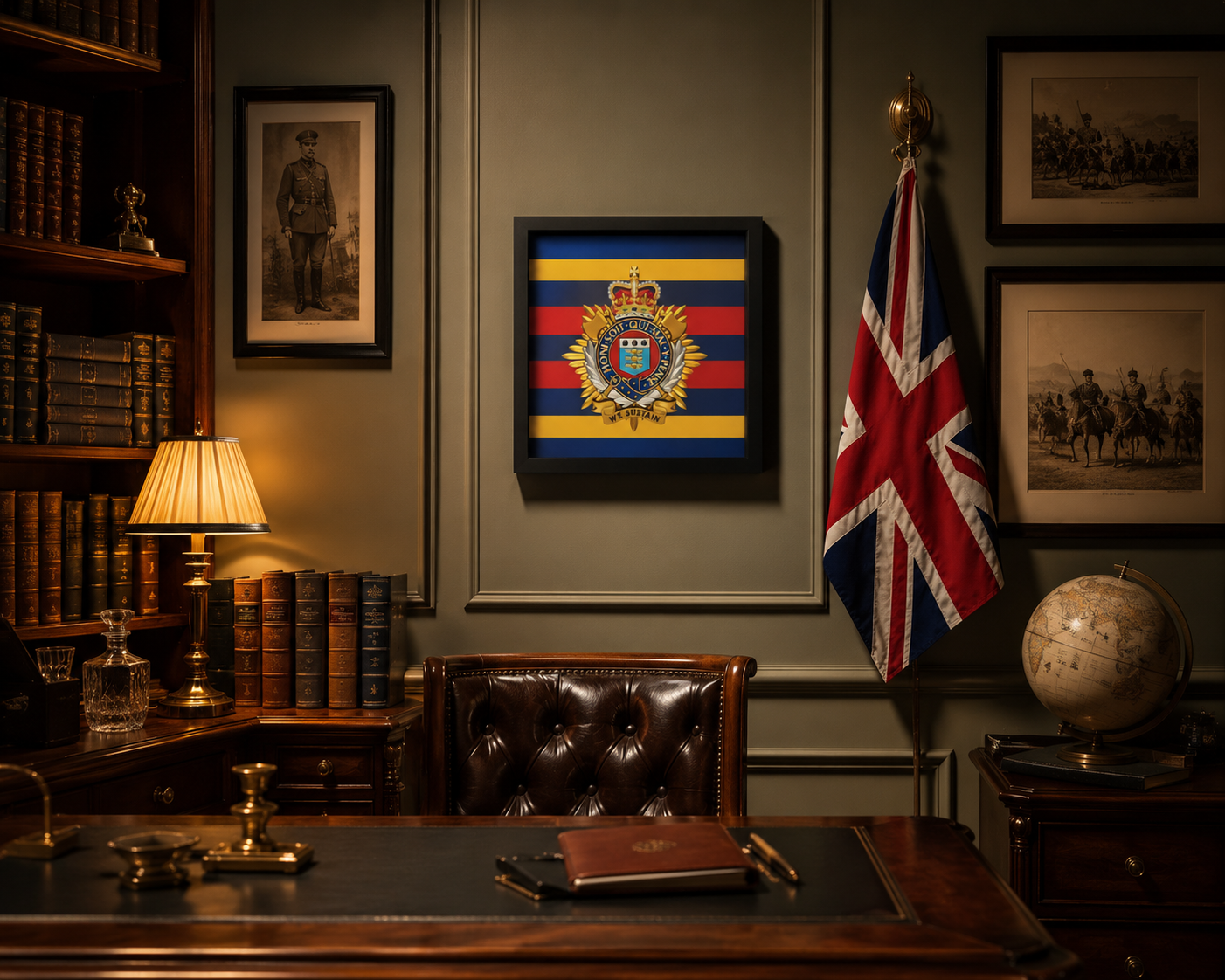 3D Printed Royal Logistic Corps Cap Badge Display Frame – Queen's Crown - Precision Military Emblems