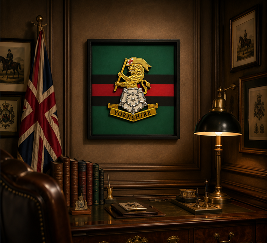 3D Printed Yorkshire Regiment Cap Badge Display Frame - Precision Military Emblems