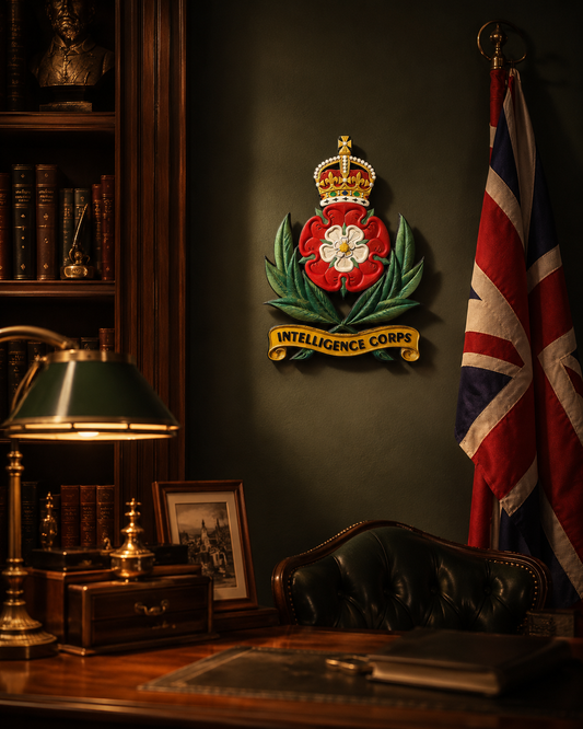 Intelligence Corps 3D Printed Cap Badge - King's Crown - Precision Military Emblems 