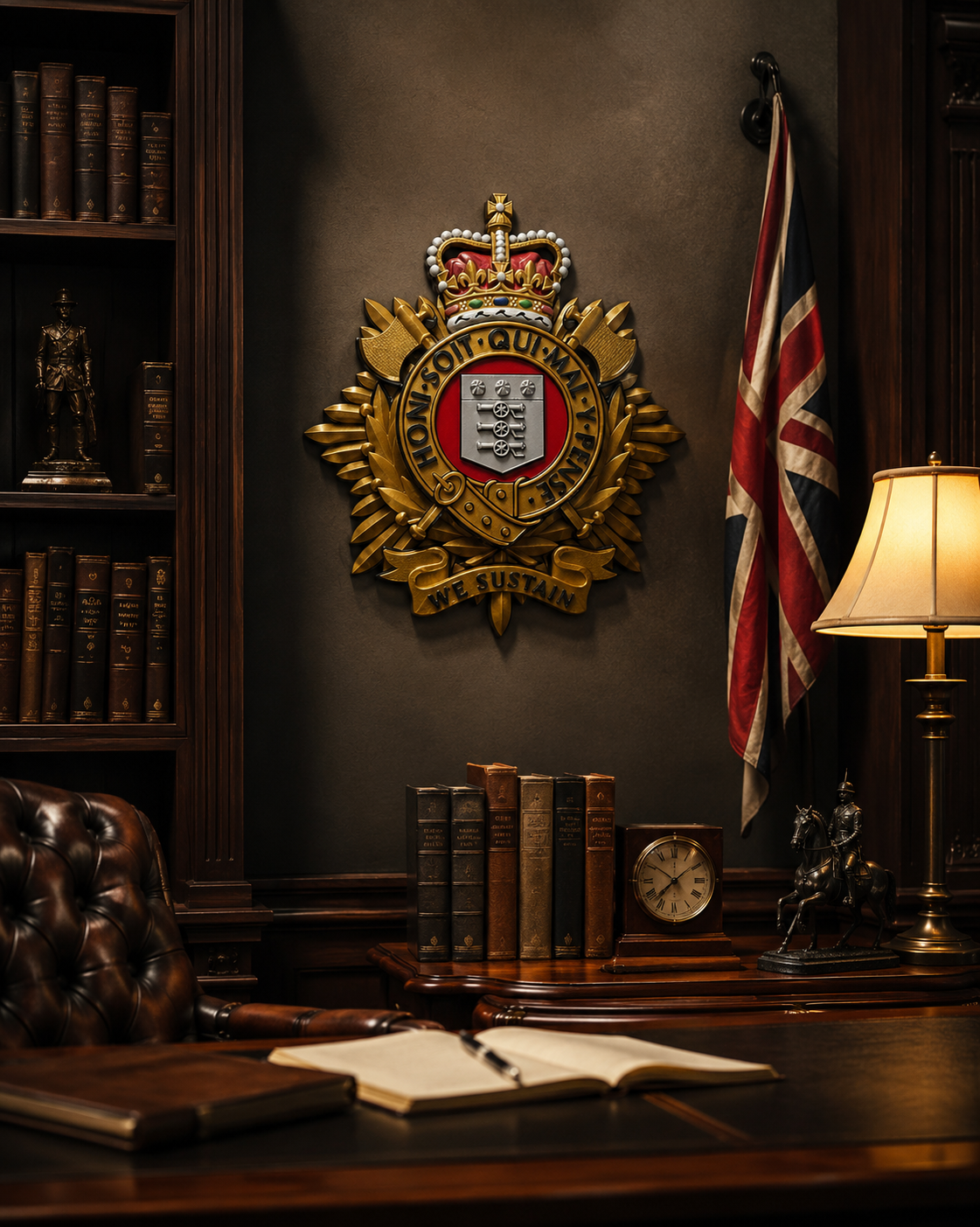Royal Logistics Corps 3D Printed Cap Badge Queen's Crown Officers Variant - Precision Military Emblems