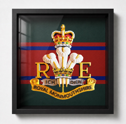 Royal Monmouthshire Royal Engineers Cap Badge Display Frame Queen's Crown - Precision Military Emblems 