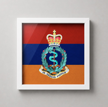 Royal Army Medical Corps Queen's Crown Cap Badge Display Frame