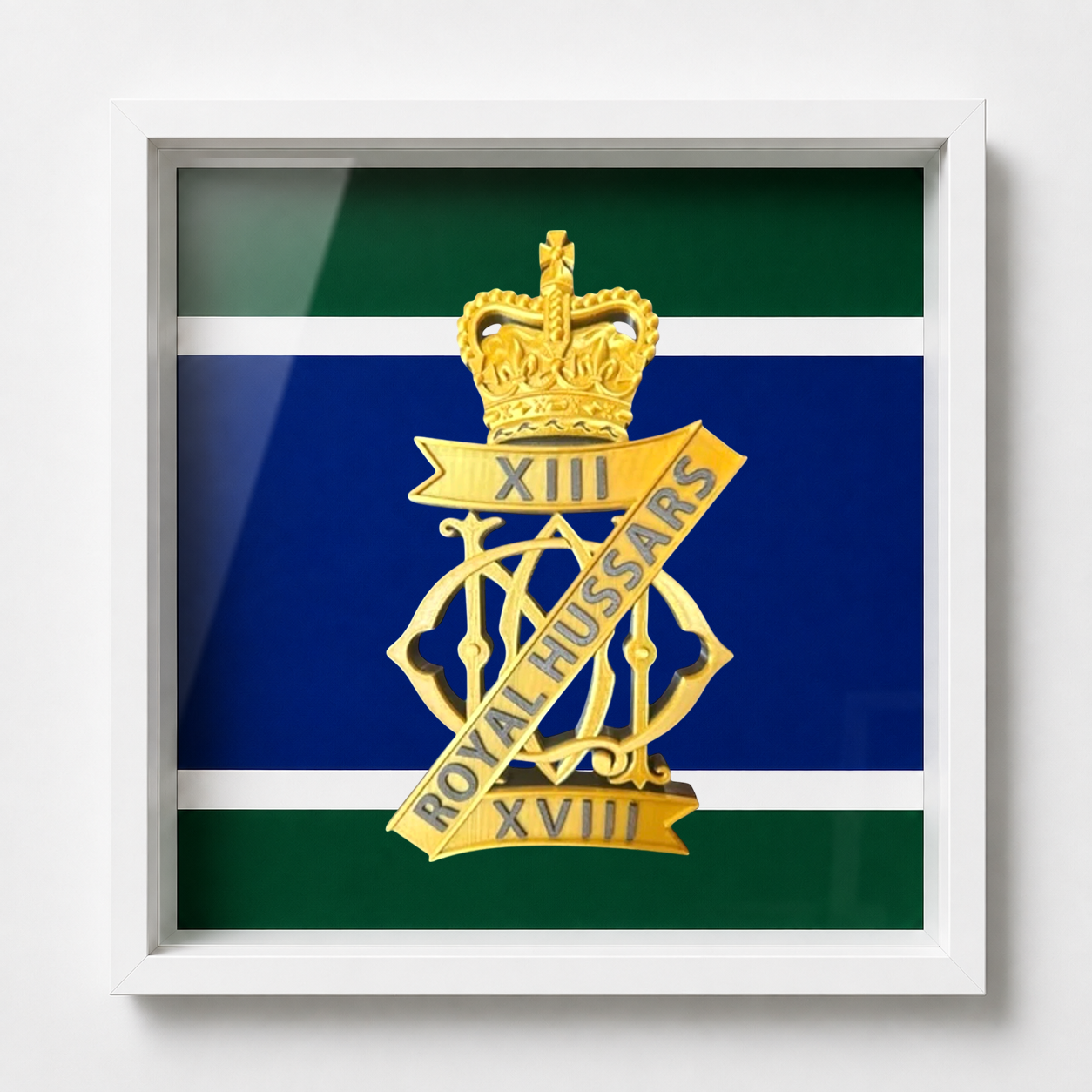13th/18th Royal Hussars Cap Badge Display Frame - Precision Military Emblems 