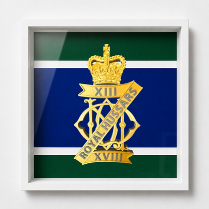 13th/18th Royal Hussars Cap Badge Display Frame - Precision Military Emblems 