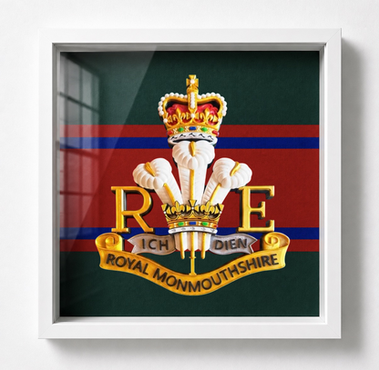 Royal Monmouthshire Royal Engineers Cap Badge Display Frame Queen's Crown - Precision Military Emblems 