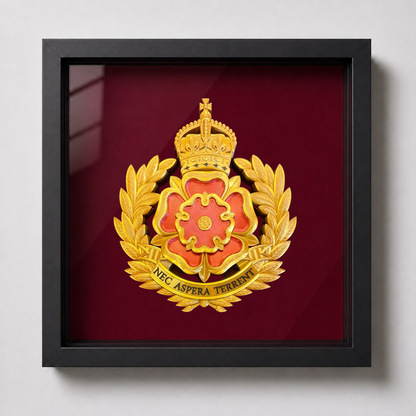 Duke of Lancaster's Regiment Cap Badge Display Frame – King's Crown - Precision Military Emblems 
