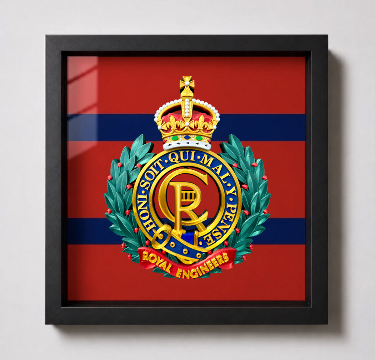 Royal Engineers King's Crown Cap Badge Display Frame - Precision Military Emblems 