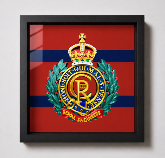 Royal Engineers King's Crown Cap Badge Display Frame - Precision Military Emblems 