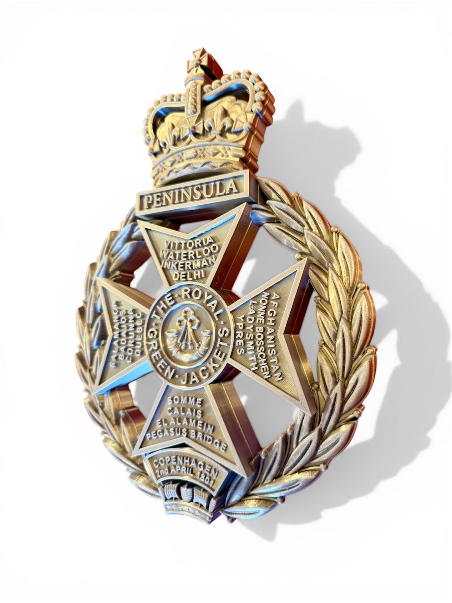 Royal Green Jackets 3D Printed Cap Badge Silver - Precision Military Emblems