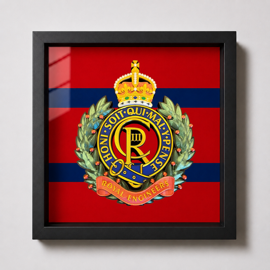 Royal Engineers King's Crown Cap Badge Display Frame - Precision Military Emblems 