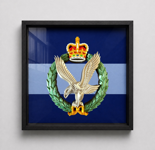 Army Air Corps Cap Badge Display Frame Queen's Crown - Precision Military Emblems 