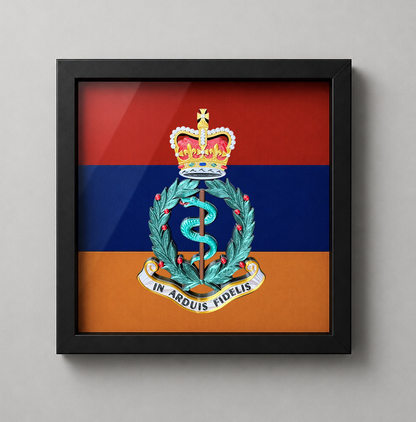 Royal Army Medical Corps Queen's Crown Cap Badge Display Frame