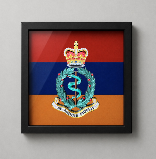 Royal Army Medical Corps Queen's Crown Cap Badge Display Frame