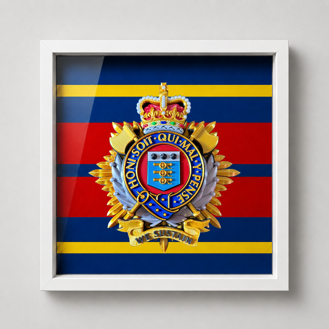 Royal Logistic Corps Queen's Crown Cap Badge Display Frame - Precision Military Emblems 