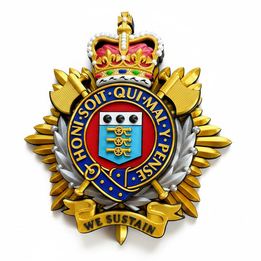 Royal Logistics Corps 3D Printed Cap Badge Queen's Crown - Precision Military Emblems