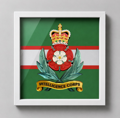 Intelligence Corps Queen's Crown Cap Badge Display Frame