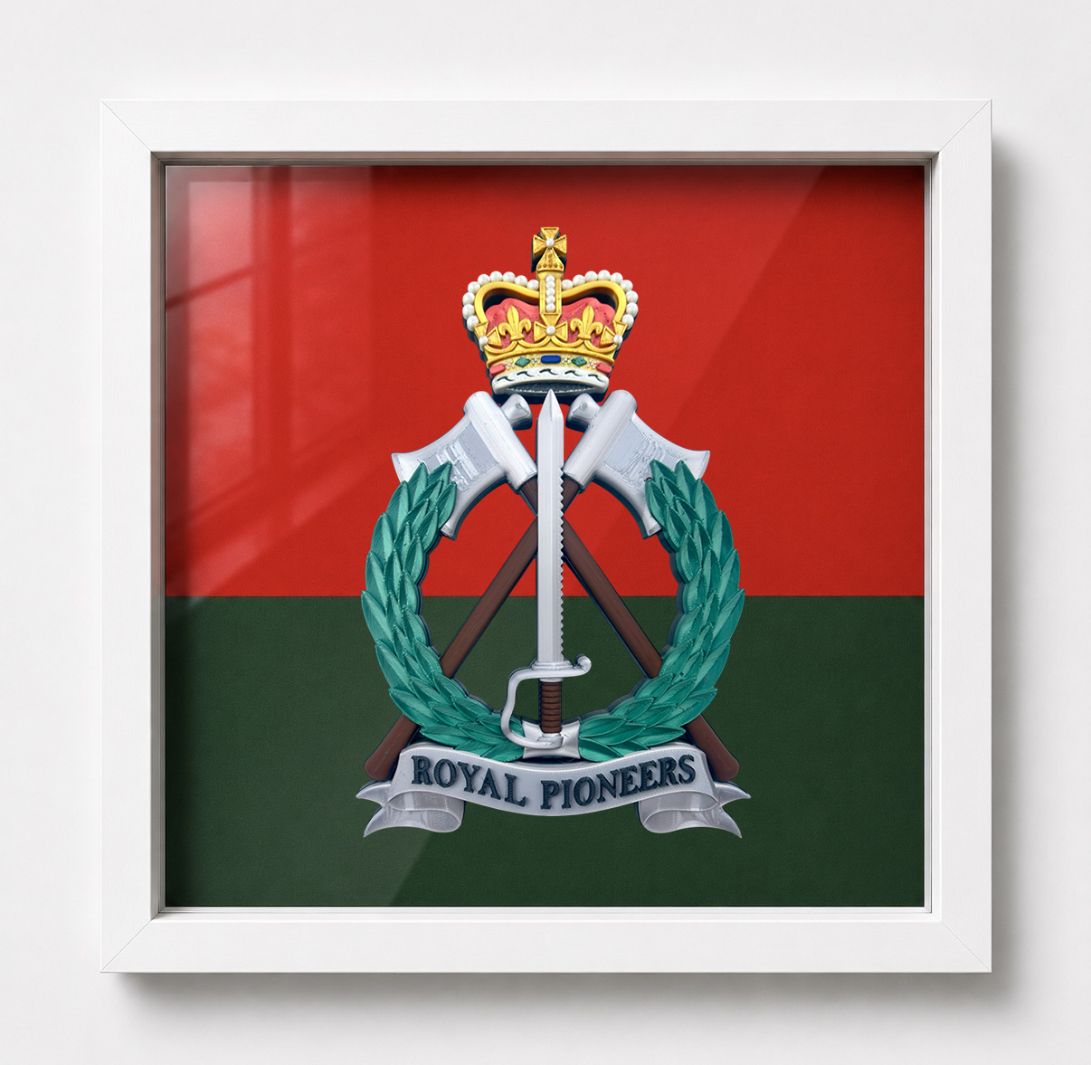 Royal Pioneer Corps Full Colour Cap Badge & Military Colours - Precision Military Emblems