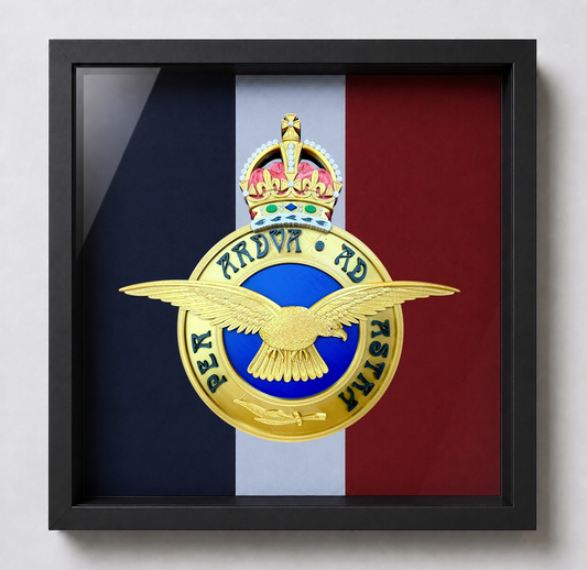 Royal Air Force King's Crown Emblem Display Frame - Precision Military Emblems 