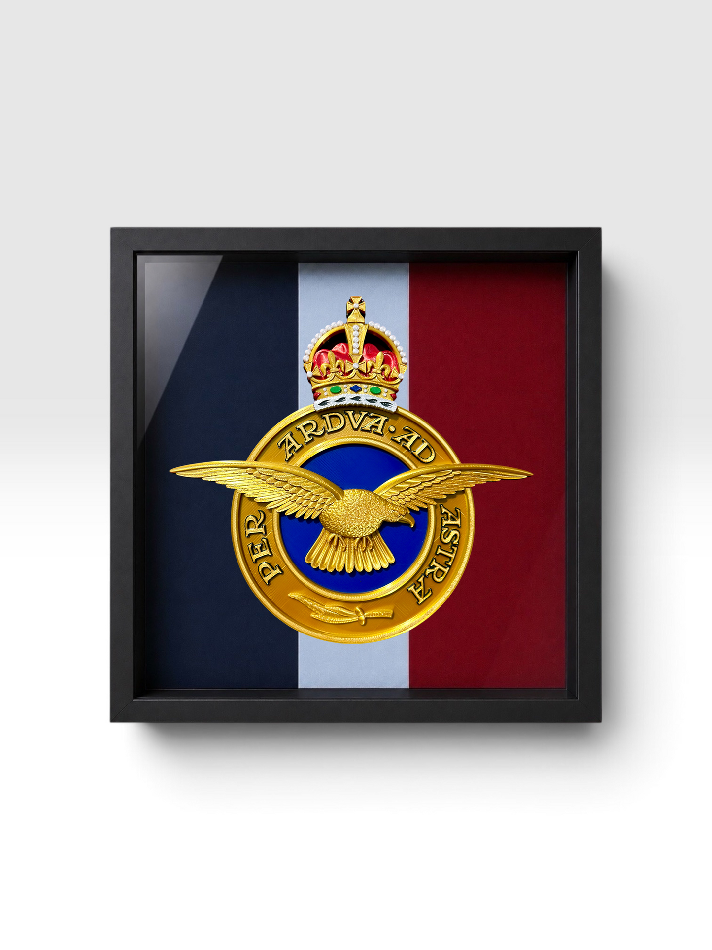 Royal Air Force Emblem – King's Crown (MOD Portal Artwork) Display Frame - Precision Military Emblems 