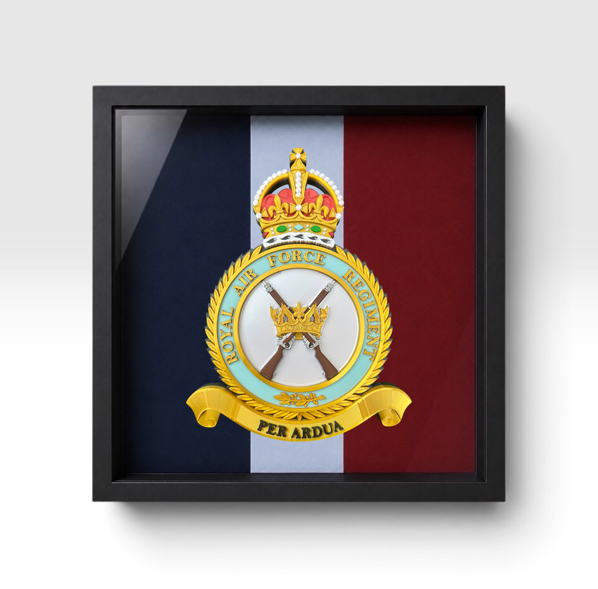 Royal Air Force Regiment Badge – King's Crown Display Frame - Precision Military Emblems 