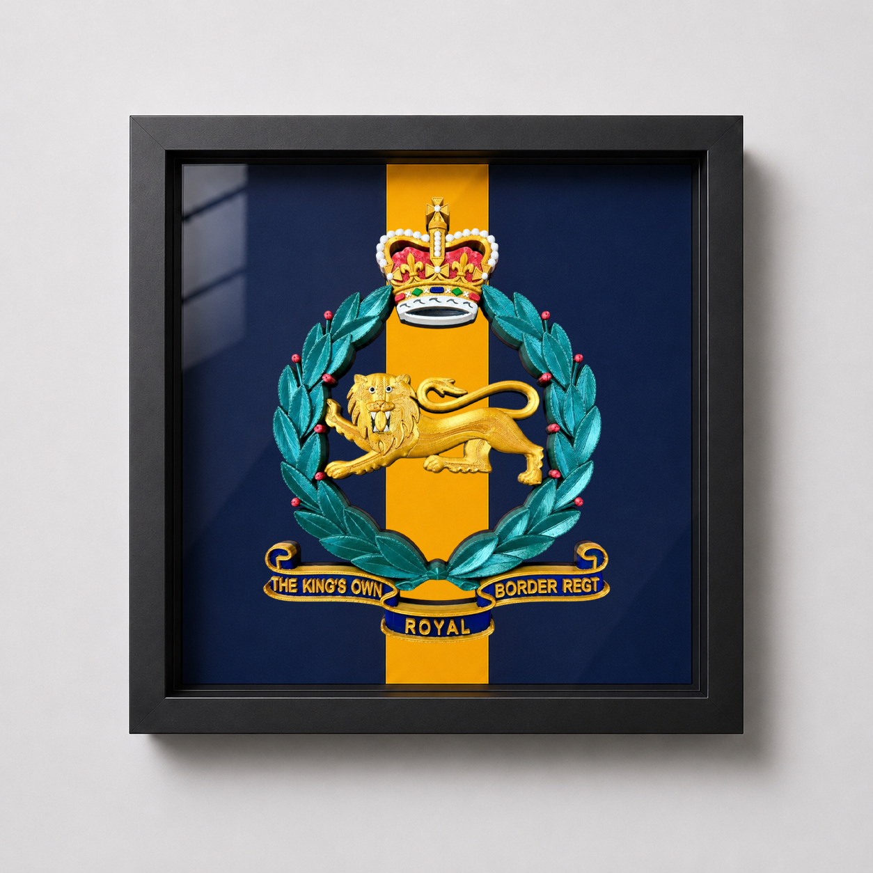 King's Own Royal Border Regiment Full Colour Crest Stable Belt Display Frame -Precision Military Emblems