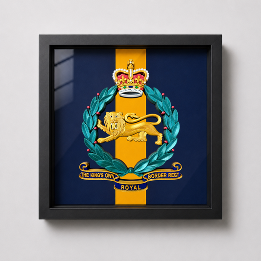 King's Own Royal Border Regiment Full Colour Crest Stable Belt Display Frame -Precision Military Emblems
