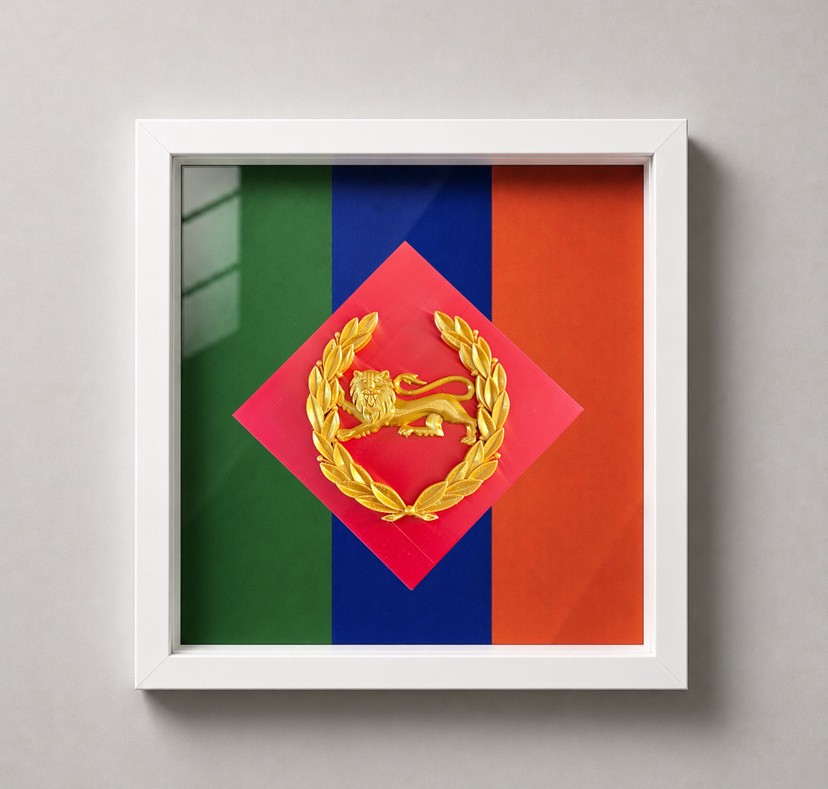 King's Own Royal Border Regiment Beret Badge & Stable Belt Display Frame