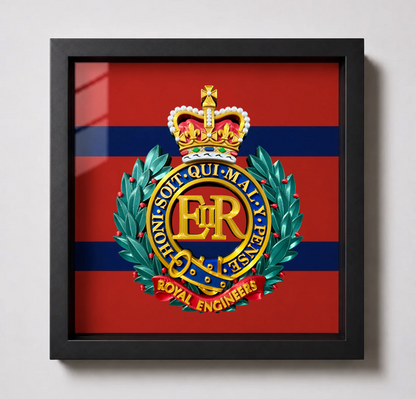 Royal Engineers Queen's Crown Cap Badge Display Frame - Precision Military Emblems