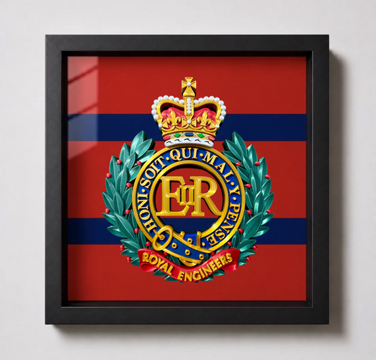 Royal Engineers King's Crown Cap Badge Display Frame - Precision Military Eblems 