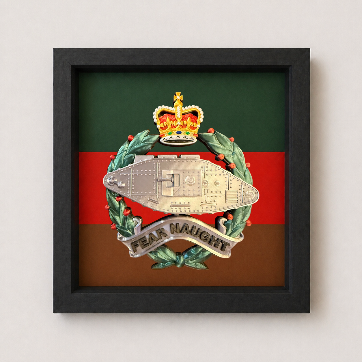 3D Printed Royal Tank Regiment Display Frame – Queen's Crown Full Colour - Precision Military Emblems