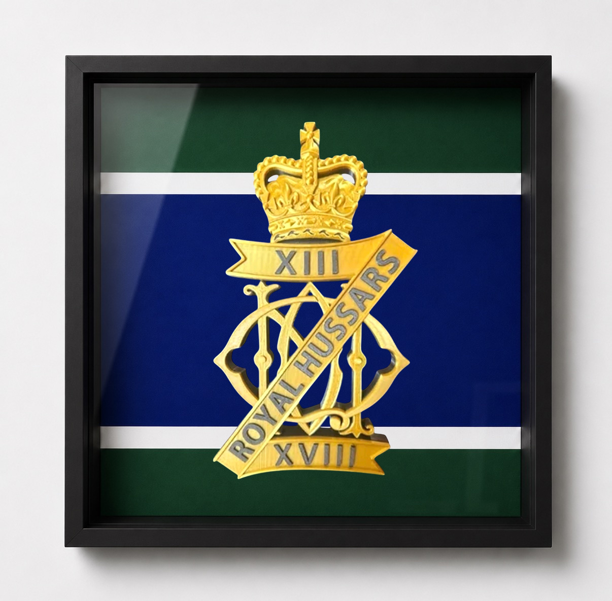 13th/18th Royal Hussars Cap Badge Display Frame - Precision Military Emblems 