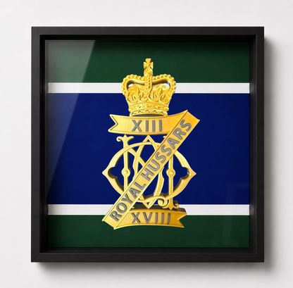 13th/18th Royal Hussars Cap Badge Display Frame - Precision Military Emblems 