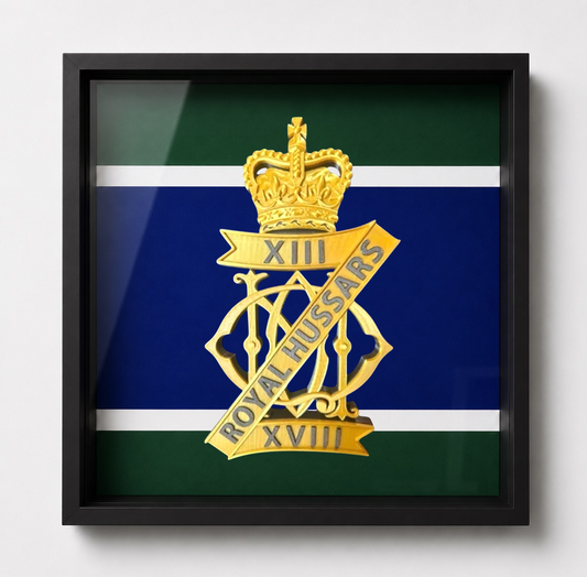 13th/18th Royal Hussars Cap Badge Display Frame - Precision Military Emblems 