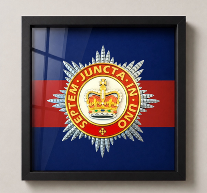 Household Division Queen's Crown Star Display Frame- Precision Militay Emblems 