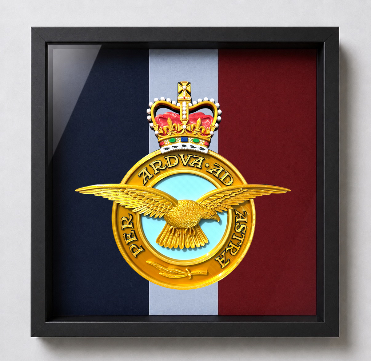 Royal Air Force Emblem – Queen's Crown (MOD Portal Artwork) Display Frame - Precision Military Emblems 