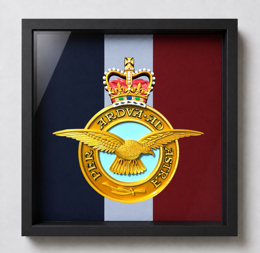 Royal Air Force Emblem – Queen's Crown (MOD Portal Artwork) Display Frame - Precision Military Emblems 